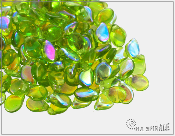 Preciosa Pip 5x7 mm, transparent olivine AB, 30 ks