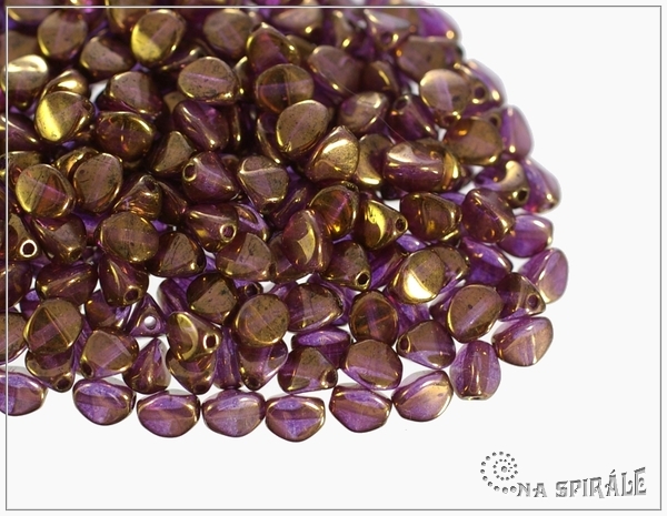 Pohanka crystal violet-gold luster, 5x3,5 mm, 50 ks