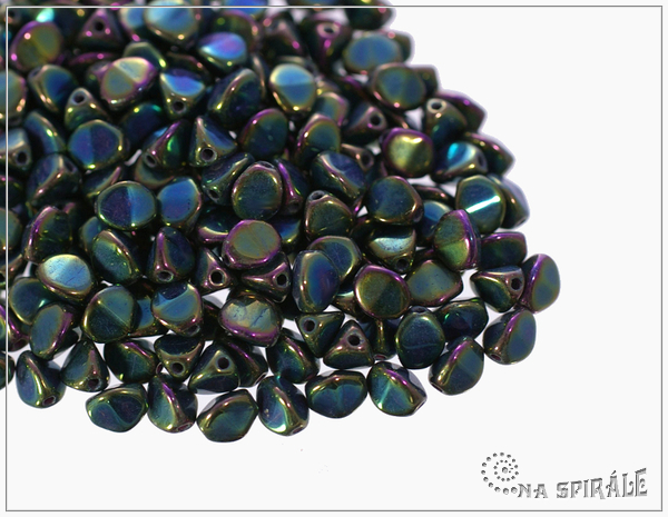 Pohanka jet iris green, 5x3,5 mm, 50 ks