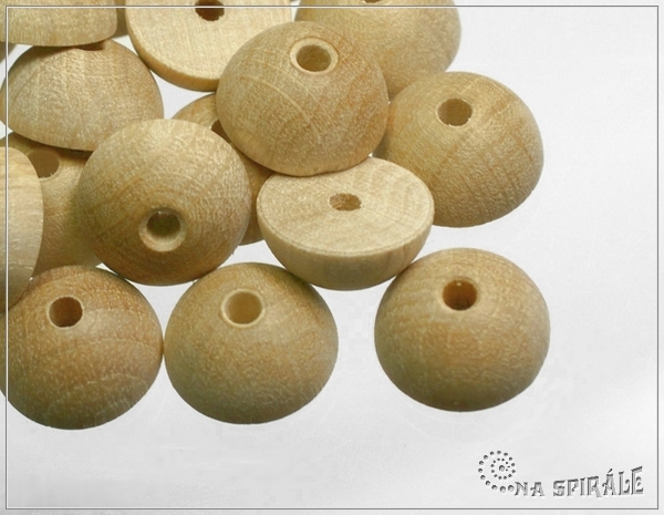 Polokoule deven svtl - surov, 14x7 mm, 7 ks