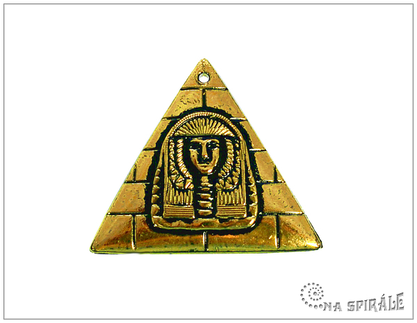 Pvsek - pyramida s faraonem erno-zlat, 32x32 mm - 1 ks