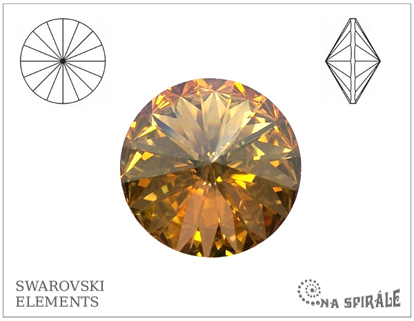 Swarovski 1122 rivoli 12 mm, Crystal Golden Shadow, 1 ks
