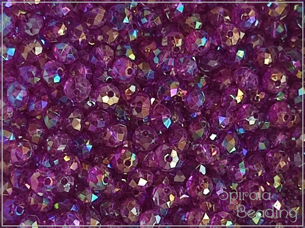 Rondelky plastov brouen 6x4 mm, Transparent Purple Iris, 10 g