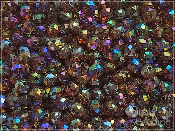 Rondelky plastov brouen 6x4 mm, Transparent Smoky Topaz Iris, 10 g
