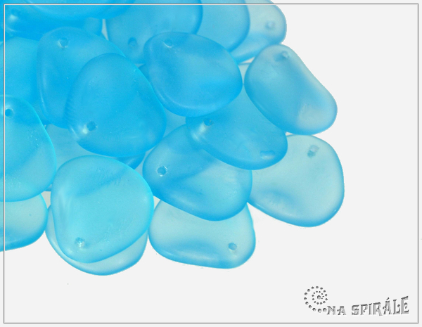 Rose petal 14x13 mm, Transparent Aqua Matted, 10 ks
