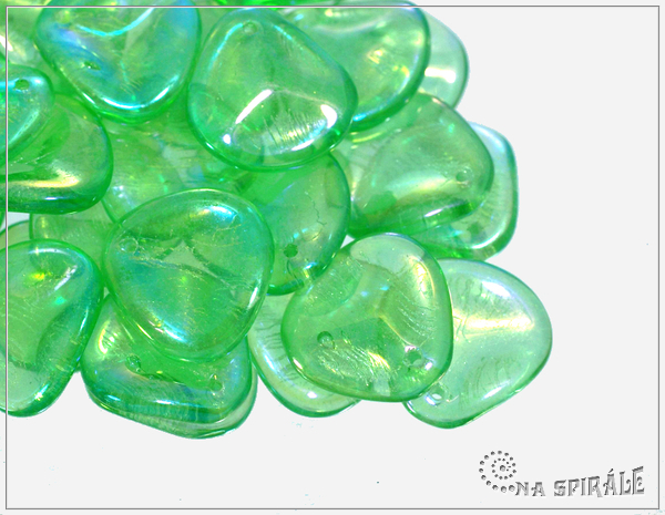 Rose petal 14x13 mm, Transparent Peridot Iris, 10 ks