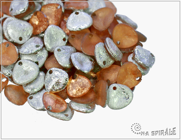 Rose petal 7x8 mm, Etched Crystal Backlit Peach, 50 ks