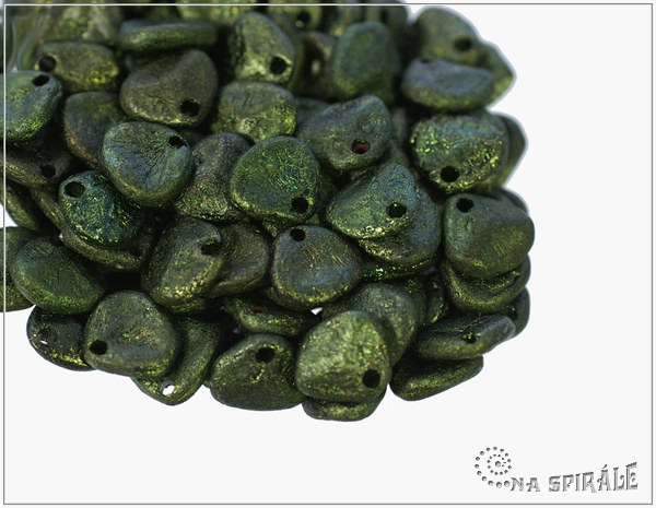 Rose petal 7x8 mm, Etched Jet Metallic Fern, 50 ks