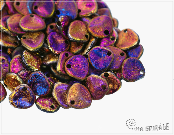 Rose petal 7x8 mm, Etched Jet Sliperit Full, 50 ks