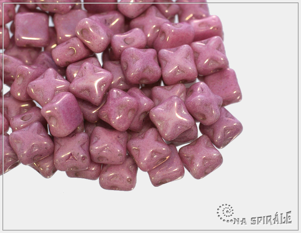 Silky Star Beads Chalk Lila Luster, 6x6 mm, 30 ks