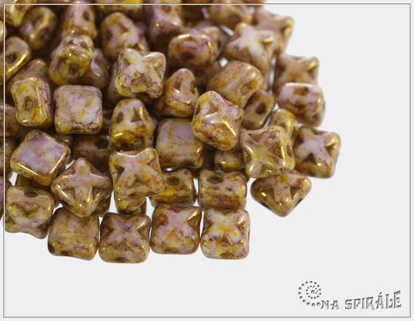 Silky Star Beads Chalk Senegal Brown Purple, 6x6 mm, 30 ks