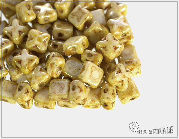 Silky Star Beads Chalk Soft Amber, 6x6 mm, 30 ks
