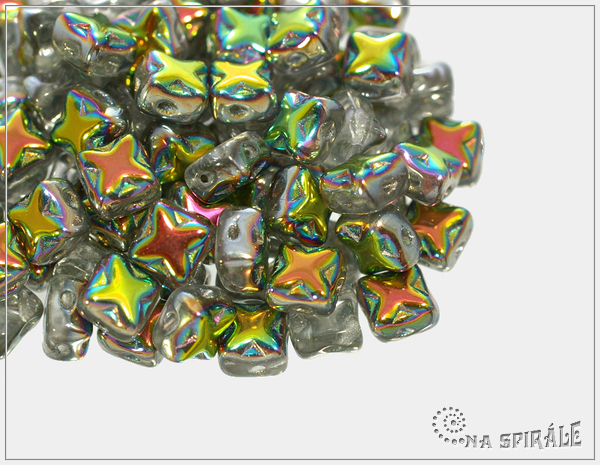 Silky Star Beads Crystal Vitrail EXTRA, 6x6 mm, 30 ks
