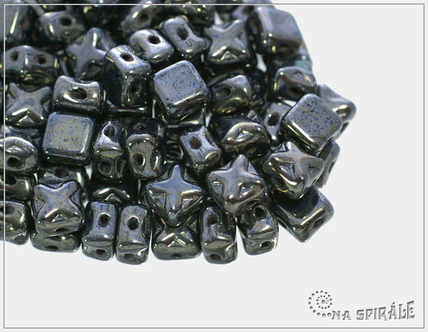 Silky Star Beads Hematit, 6x6 mm, 30 ks