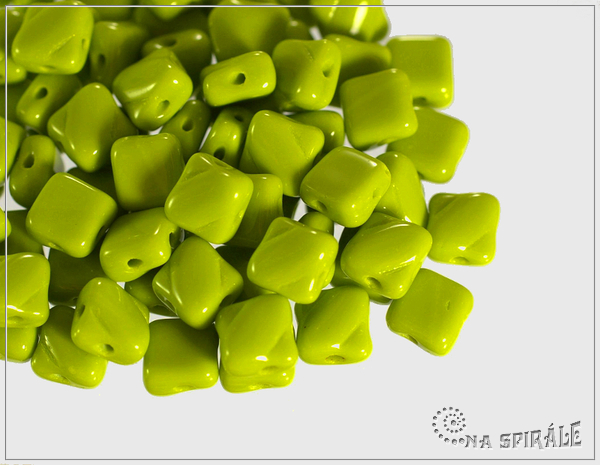 Silky Beads 6x6 mm, Opaque Olive, 30 ks
