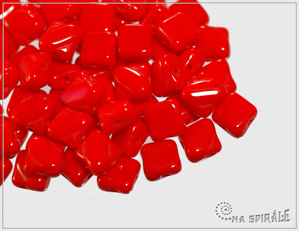 Silky Beads 6x6 mm, Opaque Red, 30 ks