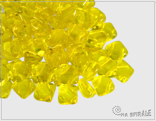 Silky Beads 6x6 mm, Transparent Yellow, 30 ks