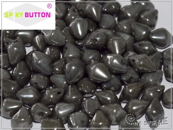 Spiky Button 4,5x6,5 mm, Chalk Grey Luster, 25 ks