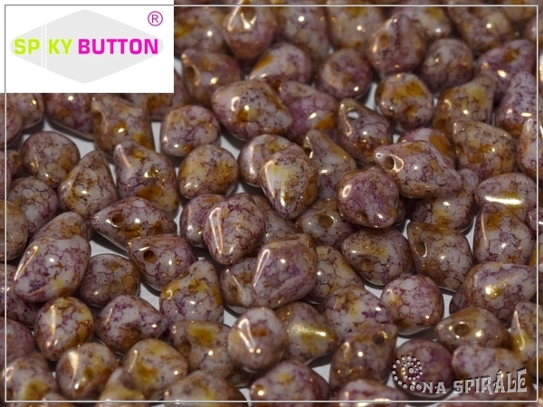 Spiky Button 4,5x6,5 mm, Chalk Senegal Brown Purple, 25 ks