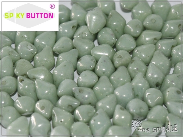 Spiky Button 4,5x6,5 mm, Chalk Pastel Green Luster, 25 ks
