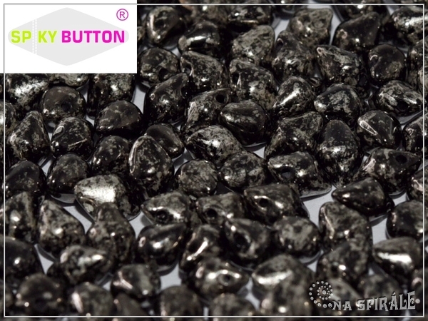 Spiky Button 4,5x6,5 mm, Jet Antique Chrome, 25 ks