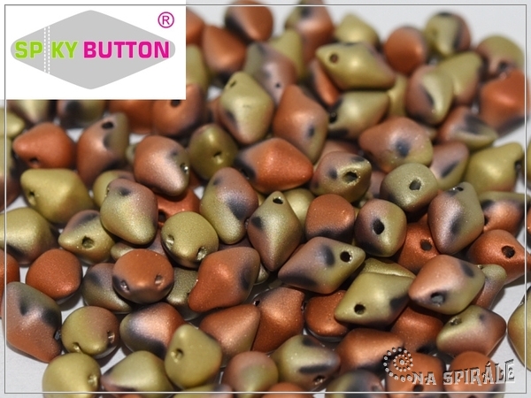 Spiky Button 4,5x6,5 mm, Jet California Gold Rush Matted, 25 ks