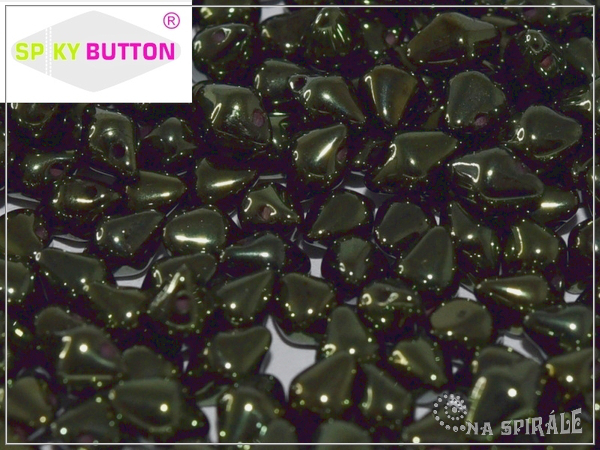 Spiky Button 4,5x6,5 mm, Metallic Fern, 25 ks