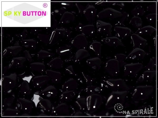 Spiky Button 4,5x6,5 mm, Jet, 25 ks