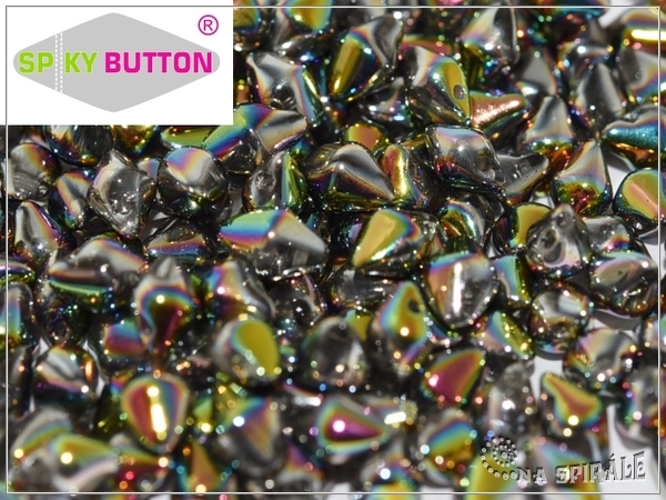 Spiky Button 4,5x6,5 mm, Crystal Vitrail Full, 25 ks