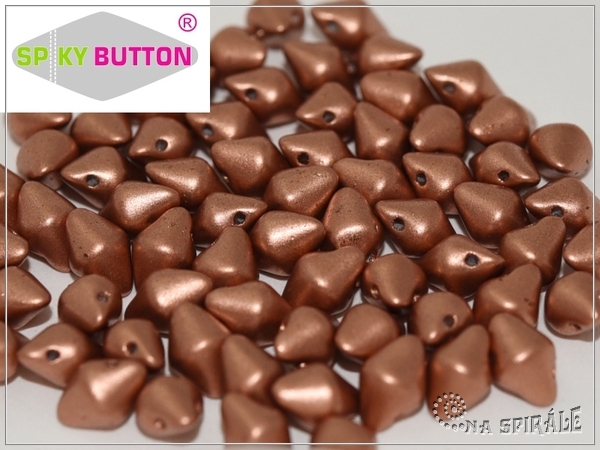 Spiky Button 4,5x6,5 mm, Silky Metallic Copper, 25 ks