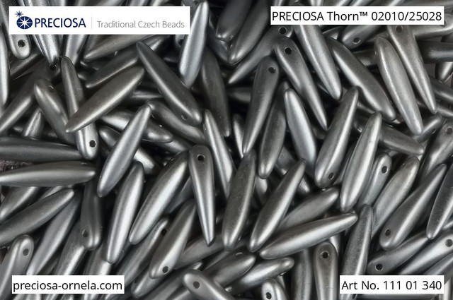 Preciosa THORN, Pastel Light Grey, 16x5 mm, 12 ks