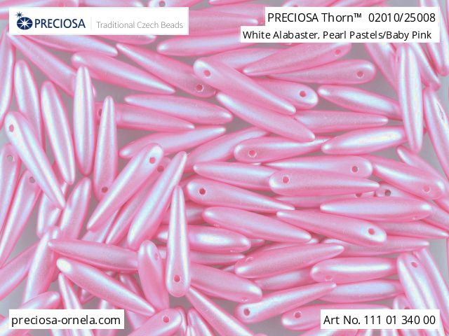Preciosa THORN, Pastel Pink, 16x5 mm, 12 ks