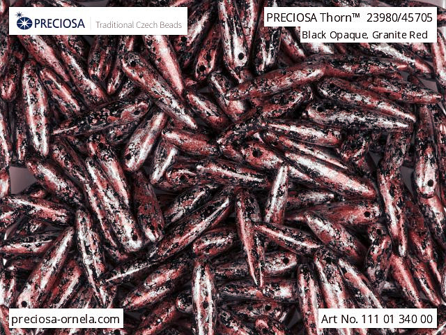 Preciosa THORN, Tweedy Red, 16x5 mm, 12 ks