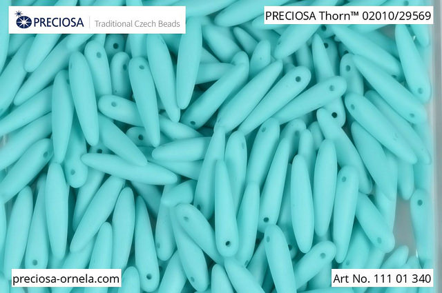Preciosa THORN, Vexta Teal, 16x5 mm, 12 ks