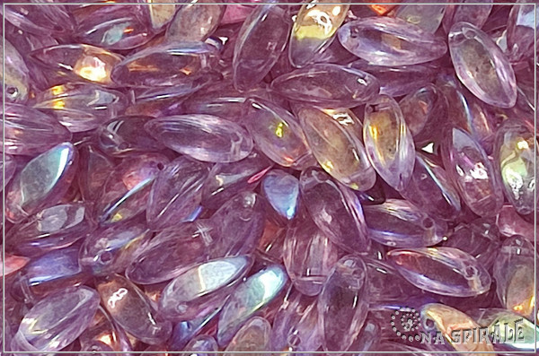 Twist pendant 6x12 mm, Crystal Ethereal Orchid Pink AB, 20 ks