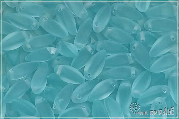 Twist pendant 6x12 mm, Transparent Light Aquamarine Matted, 20 ks