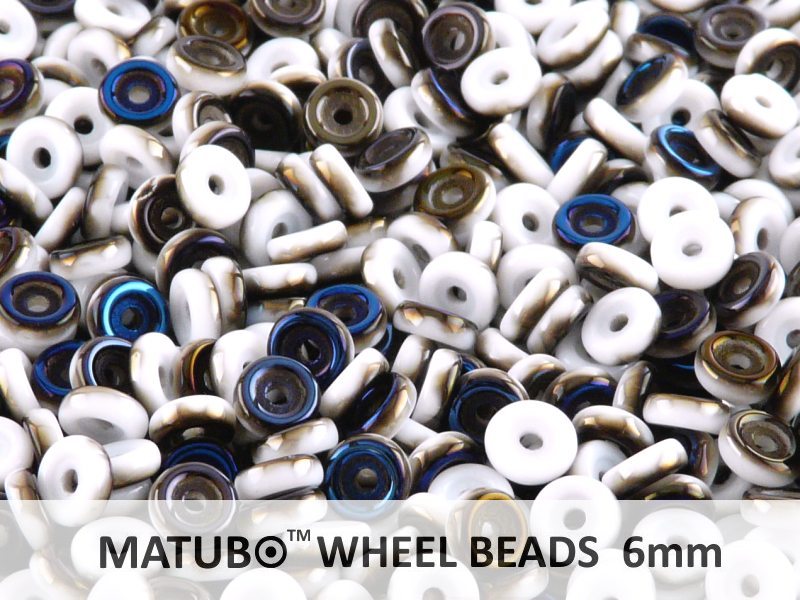 Wheel Beads, 6 mm, chalk azuro, 10 g