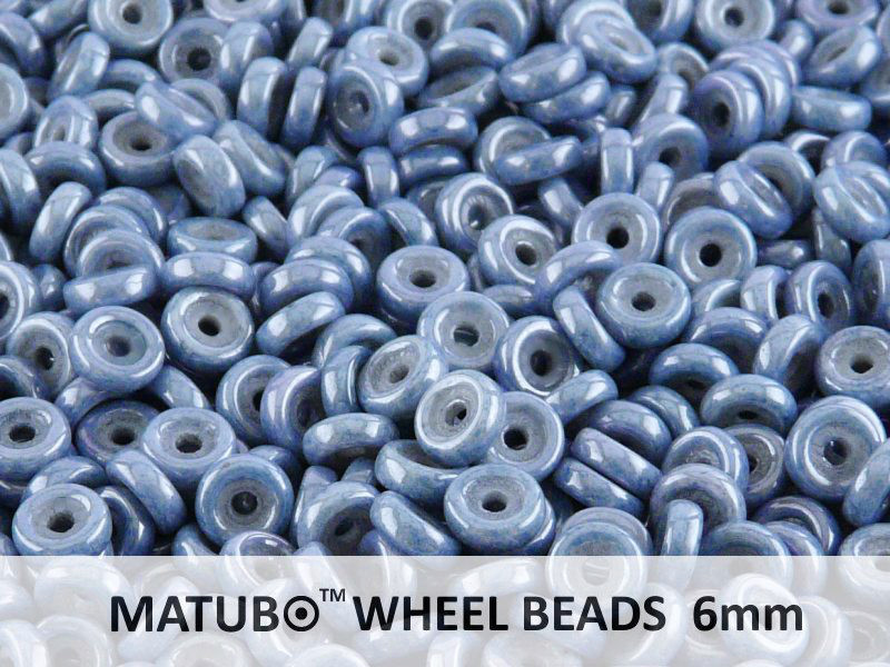 Wheel Beads, 6 mm, chalk blue luster, 10 g
