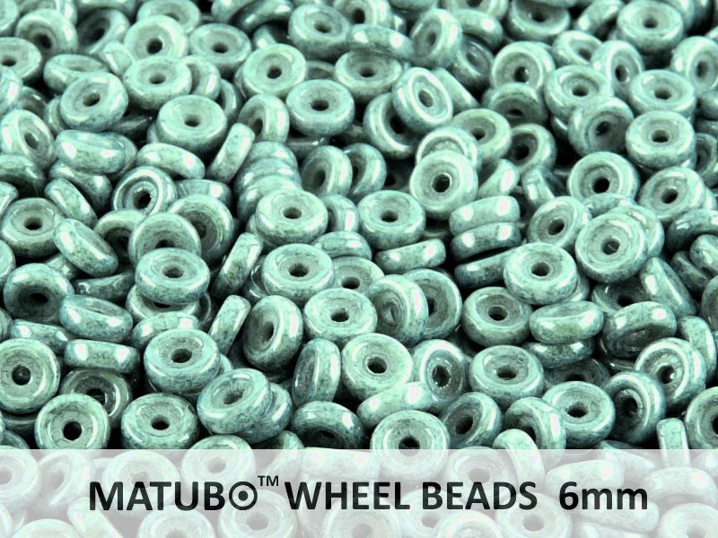 Wheel Beads, 6 mm, chalk green luster, 10 g