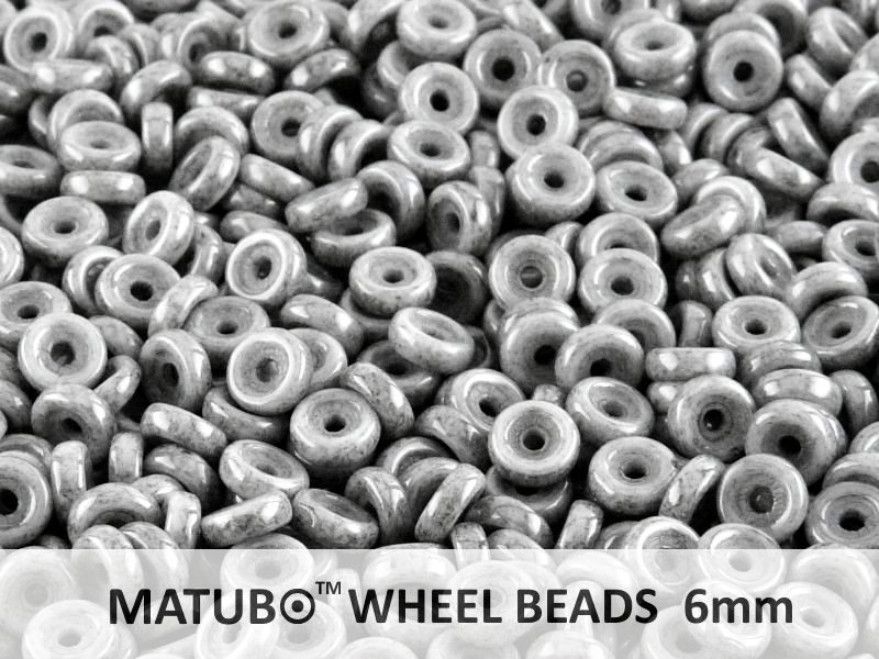 Wheel Beads, 6 mm, chalk grey luster, 10 g