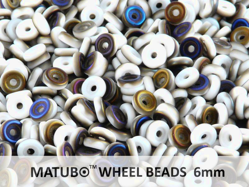 Wheel Beads, 6 mm, chalk azuro matted, 10 g