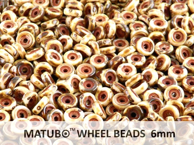 Wheel Beads, 6 mm, chalk travertine, 10 g