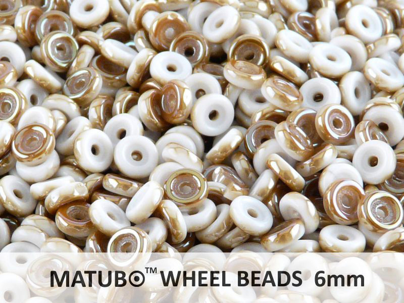Wheel Beads, 6 mm, chalk celsian, 10 g