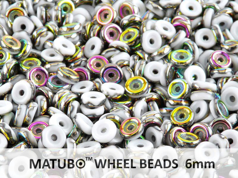 Wheel Beads, 6 mm, chalk vitrail, 10 g